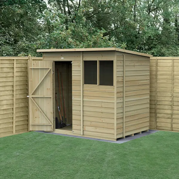 Forest Garden 7' X 5' Forest 4Life 25yr Guarantee Overlap Pressure Treated Pent Wooden Shed (2.26m X 1.7m) thumbnail