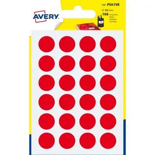 Avery PSA15R self-adhesive label Round Permanent Red 168 pc(s)