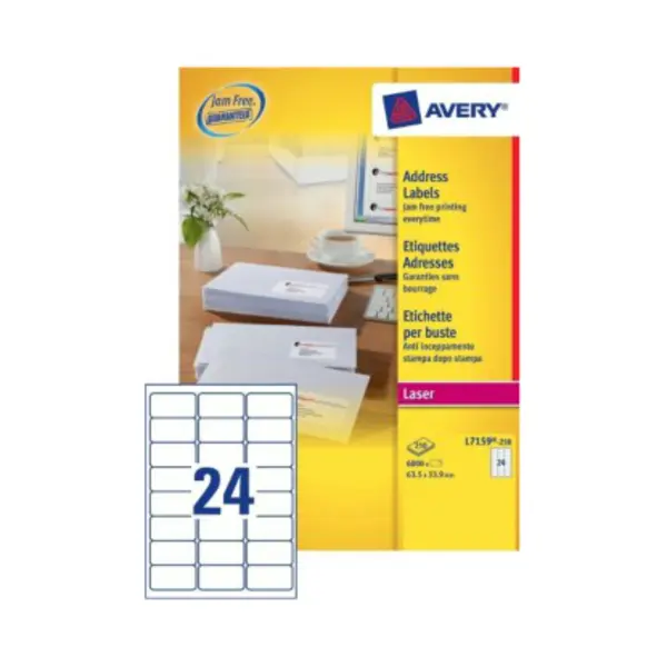 Avery L7159-250 adreslabels Wit Zelfklevend label thumbnail