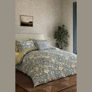 Morris & Co 'trent' Cotton Duvet Cover Set In Blue