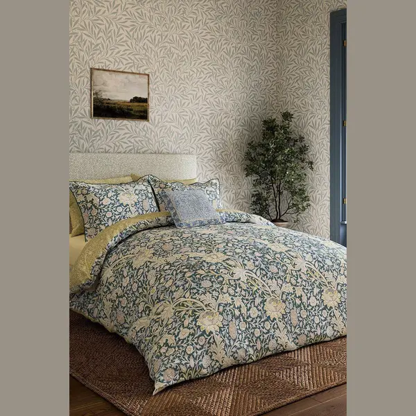 Morris & Co 'trent' Cotton Duvet Cover Set In Blue thumbnail