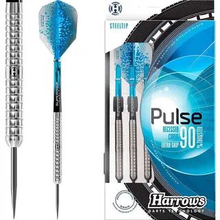 Harrows Pulse Darts, 90% Tungsten Steel Tip Darts Set, Includes Recessed Curve Grip, Aqua Supergrip Fusion Shafts, Prime Flights & Travel Case,