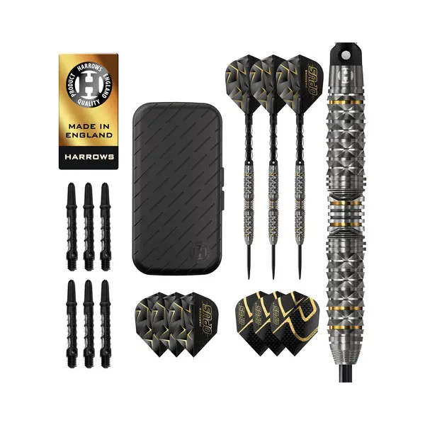 Harrows Opus Darts Set I Professional Darts 90% Tungsten Steel Tip All Weights Pro Darts I Huge 16pc Set With Carbon St Shafts, Opus Flights & Free thumbnail
