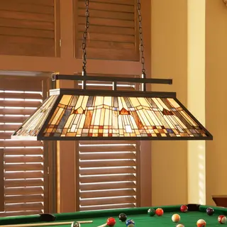 Elstead Inglenook - 3 Licht Tiffany Deckenanhänger Insel Kronleuchter Licht Bronze, E27