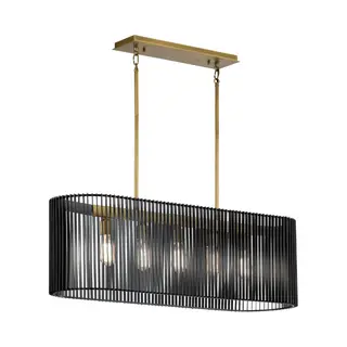 Quintiesse Hanglamp Linara, Zwart/messing, 5-lamps