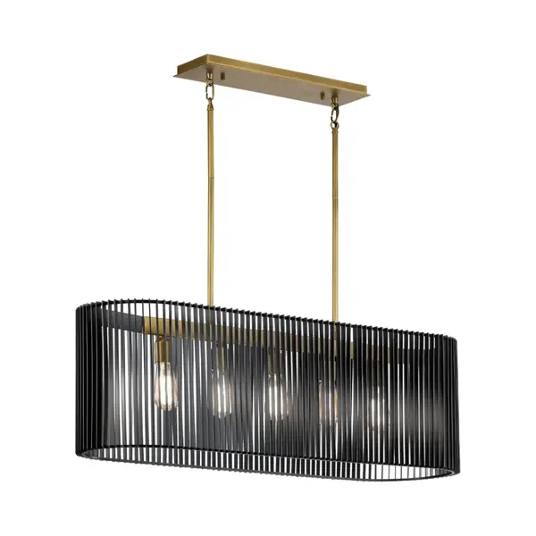Quintiesse Hanglamp Linara, Zwart/messing, 5-lamps thumbnail