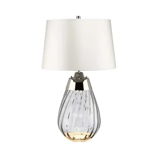 Elstead Lighting, Tafellamp, Lena Tafellamp E27 61cm Rookgetint Glas, Gebroken Wit Grijswitte Kap (620 lm, E27)