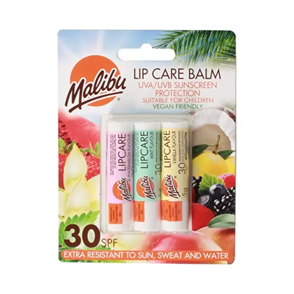 Malibu Sun Spf 30 Lip Balm Sunscreen, Watermelon, Mint And Vanilla, 3 X 5g, thumbnail