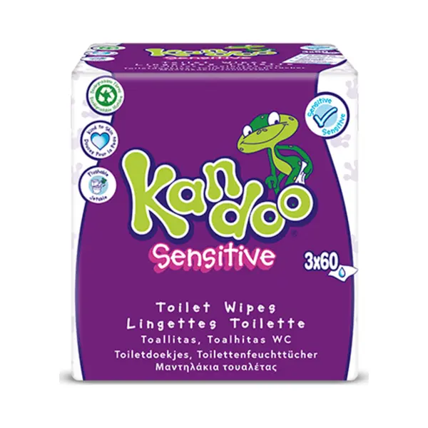 Kandoo Vochtige Toiletdoekjes Sensitive 3 X 60 Stuks thumbnail