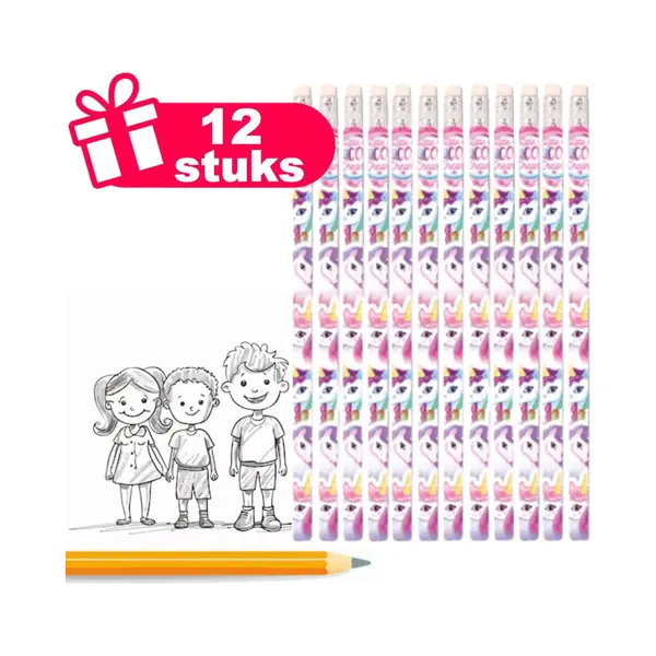 Henbrandt Children’s Unicorn Pencils With Erasers Pack Of 6 Kids Stationery Gift Birthday Xmas Party Favour Loot Bag Filler thumbnail
