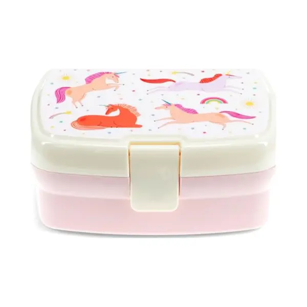 Rex London Lunchbox Mit Herausnehmbaren Fach Einhorn Snack Obst Behälter Dose Box Rosa Regenbogen thumbnail