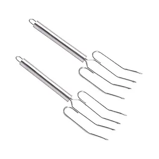 MasterClass Stainless Steel Meat Lifting Forks (Set Of 2), Silver