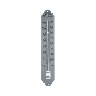 KitchenCraft Living Nostalgia Thermometer, Rustic Wall Mounted Outdoor Temperature Gauge For Garden, Conservatory Or Shed/Garage, 5cm - Grey