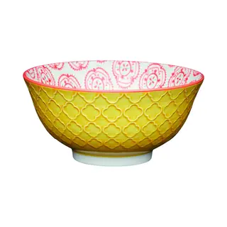 KitchenCraft Floral Print 4-Piece Ceramic Bowl Set In Green