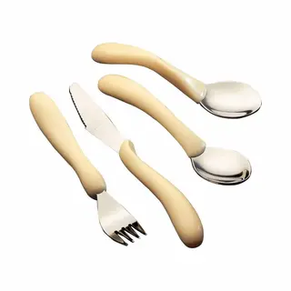 Homecraft Angled Caring Cutlery, Arthritis Aids, For Weak Grip, Easy Grip Eating Utensils For Elderly Or Disabled, Knife, Ivory, 1 Count