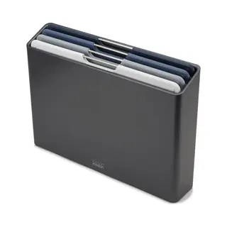 Joseph Joseph Joseph Folio Großes Schneidebrettset Mit Etui, Farblich Gekennzeichnete Bretter Zur Organisierten Aufbewahrung In Der Küche, 4-teiliges Set Graphit,