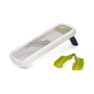 Joseph Joseph Joseph Multi-Grip Kitchen Mandoline, Adjustable Fruit And Vegetable Slicer, 3-Slice & 2-Julienne Thickness, With Precision Food Grip, White