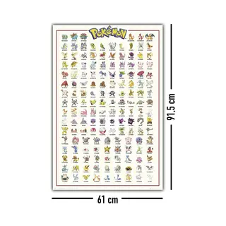 Gb Eye Ltd FP4360 , Kanto 151, Maxi, 61 X 91.5cm, Wood, Pokemon Poster, 65 X 3.5 X 3.5 Cm