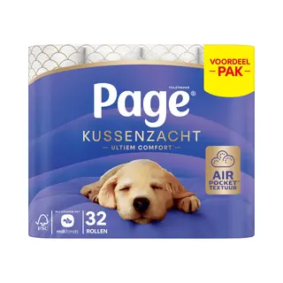 Page® Toiletpapier - Kussenzacht Wc Papier - 32 Rollen - Ultiem Comfort - Voordeelverpakking