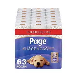 Page® Toiletpapier - Kussenzacht Wc Papier - 63 Rollen - Ultiem Comfort - Voordeelverpakking