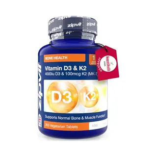 Zipvit Vitamin D3 4000 Iu & Vitamin K2 MK7 100μg, 1 Year Supply, 365 Vegetarian Vitamin D3 K2 Tablets, High Strength Vitamin D Supplement, Supports