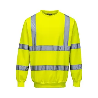 Portwest B303 Men's Comfort Hi-Vis Long Sleeve Sweatshirt - Lightweight Reflective Class 3 Safety Security High Viz Workwear, Yellow, L