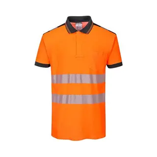 Portwest PW3 Hi-Vis Polo Shirt S/S, Size, M, Colour, Orange/Black, T180OBRM