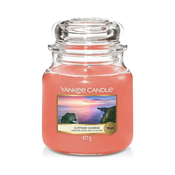 Yankee Candle Cliffside Sunrise Medium Jar wax candle Cylinder Citrus, Fruity, Geranium, Strawberry Pink 1 pc(s) thumbnail