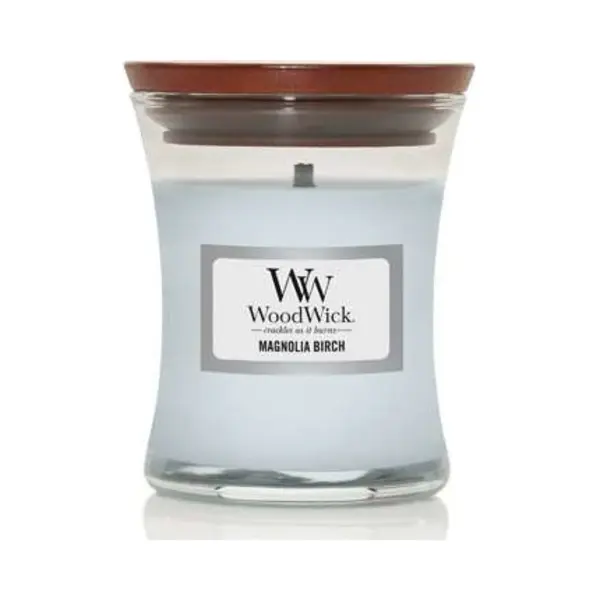 WoodWick Magnolia Birch kaars Cylinder Berkenhout, Magnolia Lichtblauw 1 stuk(s) thumbnail