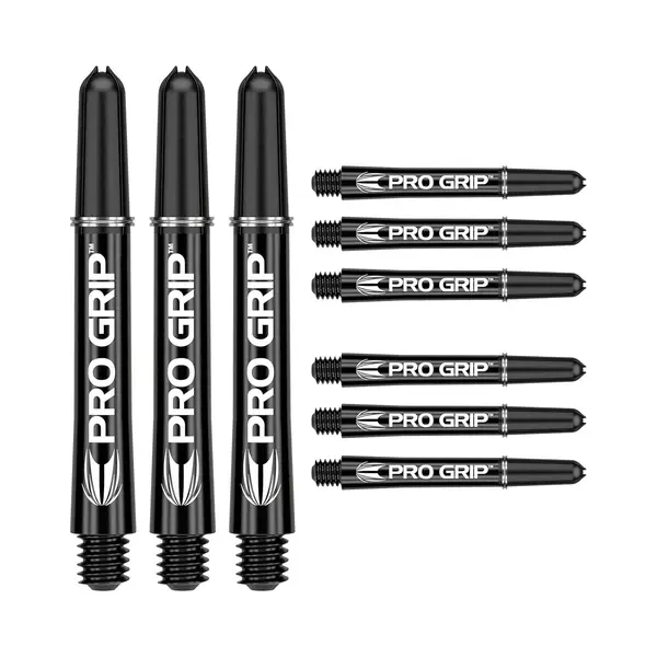 Target Darts Pro Grip Shafts – Set Of 9 | Black, Short (34mm) | Dart Stems, Professional Darts Accessories, 2BA Shaft Multipack With Rings thumbnail