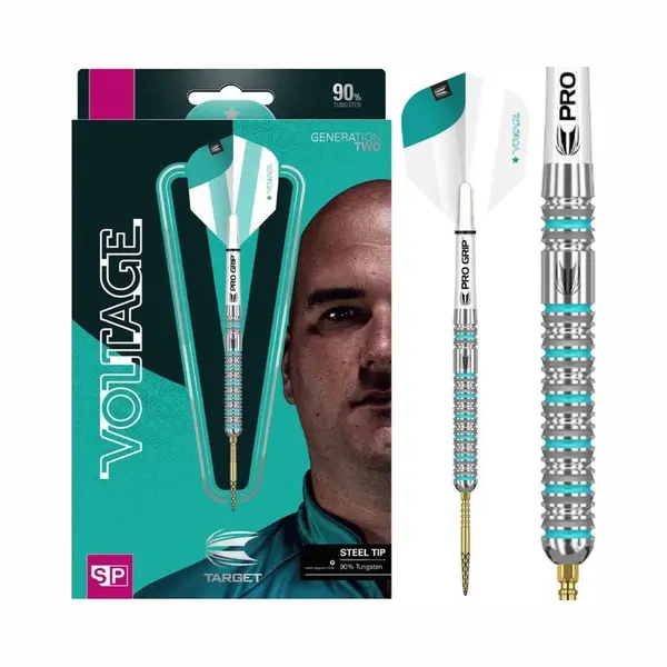 Target Darts Rob Cross Gen 2 25G 90% Tungsten Swiss Point Steel Tip Darts Set, Silver, Aqua And White thumbnail