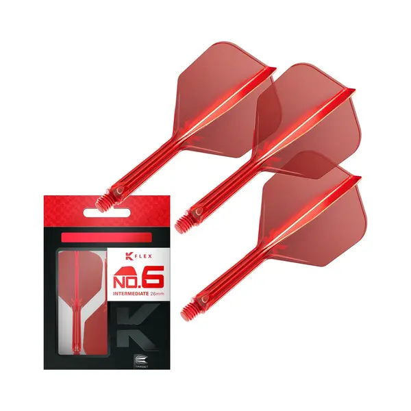 Target Darts K Flex Integrated Dart Flights And Shafts, No.6 Red (Intermediate) | Pack Of 3 K-Flex - No6, Kflex All In One Moulded Dart Flight & Stem thumbnail