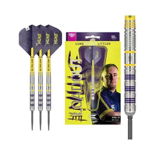 Target Darts Luke Littler Loadout Steel Tip Swiss Point Darts, 90% Tungsten Dart, 23G | Steel Tip Dart Set, Player Edition Swiss Points Dart Sets With