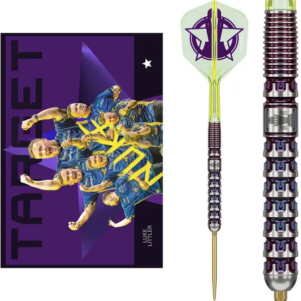 Target Darts Luke Littler World Champion Swiss Point Steeldarts, 90% Tungsten Dart-Set, 23G | The Nuke 2025 Special Edition K-Flex, Inklusive thumbnail