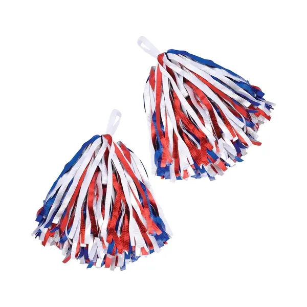 Bristol Novelty Cheerballs/Pompoms - 2x - Rood/wit/blauw - Polyester - Cheerleaders - Cheerleaders Verkleed Accessoires thumbnail