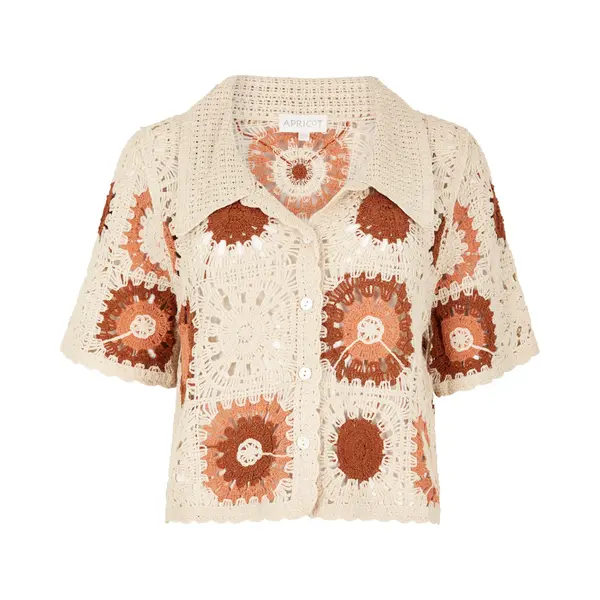 Apricot Crochet Squares Cardigan thumbnail