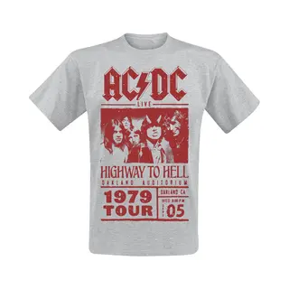 Ac/Dc Highway To Hell - Red Photo - 1979 Tour T-Shirt Mottled Grey