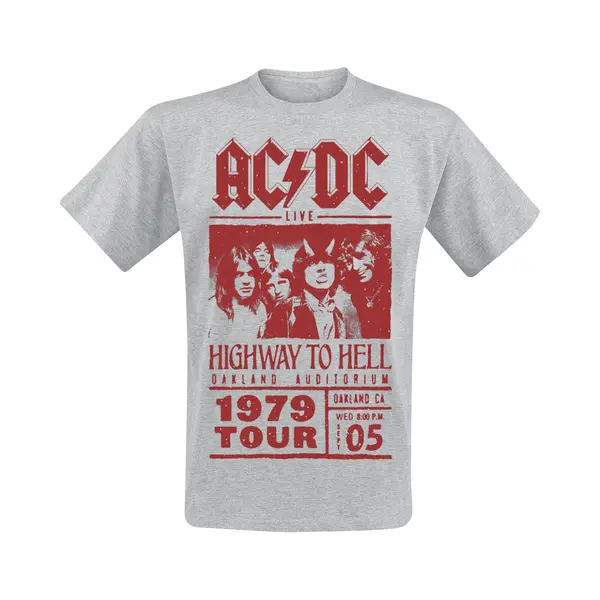 Ac/Dc Highway To Hell - Red Photo - 1979 Tour T-Shirt Mottled Grey thumbnail