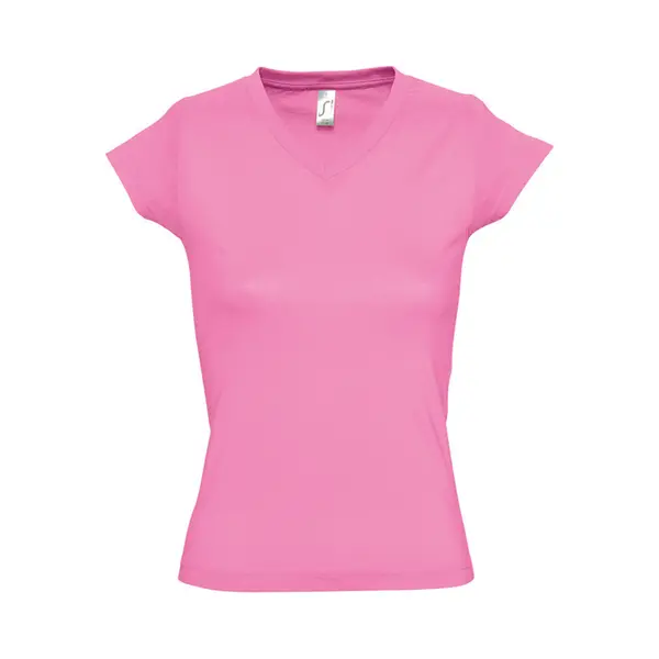 Sol'S Women's Moon V Neck Short Sleeve T-Shirt In Bright Pink | Size, Small thumbnail