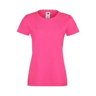 Fruit Of The Loom Lady-Fit Dames Sofspun® T-shirt - Fuchsia / Roze - Xxl