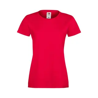 Fruit Of The Loom Lady-Fit Dames Sofspun® T-shirt - Rood - Extra Small