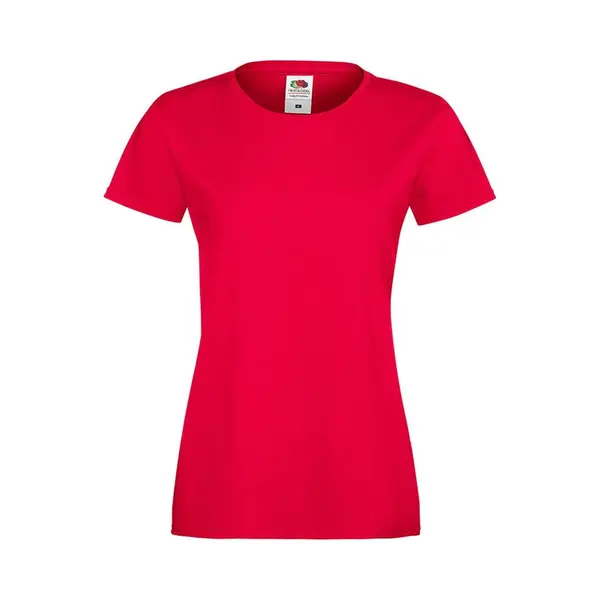 Fruit Of The Loom Lady-Fit Dames Sofspun® T-shirt - Rood - Extra Small thumbnail