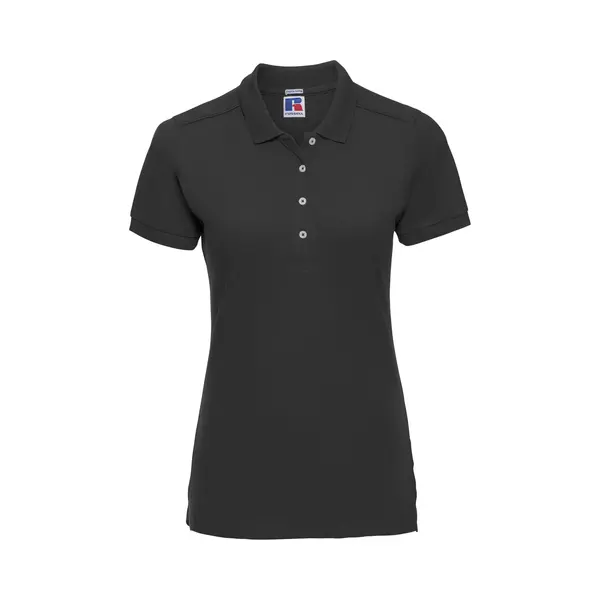 Awdis Russell Dames/dames Stretch Short Sleeve Polo Shirt (Zwart) thumbnail