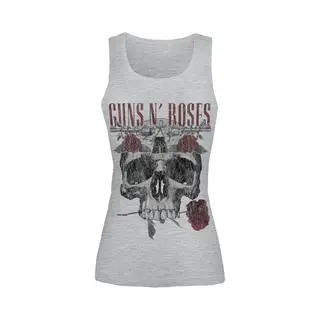 Guns N' Roses Flower Skull Top Mottled Grey