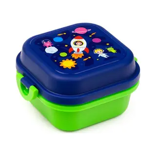 puckator Bento Box - Astronauten - Blauw&Groen - Lunchtrommel - 12x12x8cm