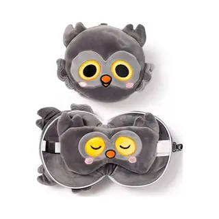 Relaxeazzz Adoramals Winston The Owl Round Plush Travel Pillow & Eye Mask - Sleep Eye Mask Masks - Kids Travel Accessories For Sleeping Airplane -