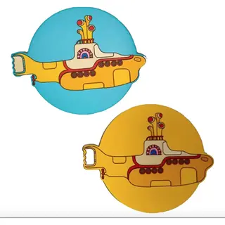 Puckator The Beatles Yellow Submarine Set Of 4 Cork Coasters - Wood Table Pub Drink Coasters Tiles Placemats Bar Accessories For Home Desk Coaster