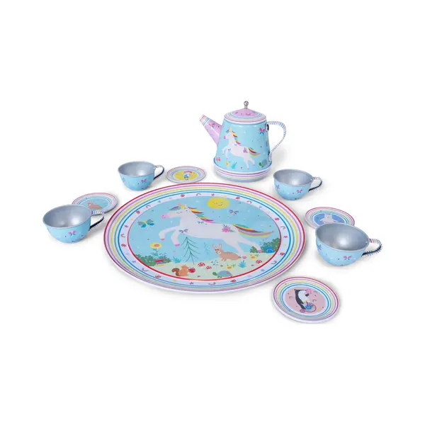 Floss & Rock Kids Tin Afternoon Tea Party Musical Girl Set 11 Piece Rainbow Fairy With Decorative Matching Storage Box Eco Friendly thumbnail