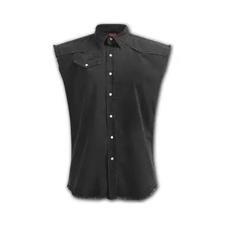 Spiral - Metal Streetwear - Sleeveless Stone Washed Worker Schwarz - L