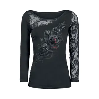 Spiral - Gothic Shirt Met Lange Mouwen - Fatal Attraction - M - Voor Vrouwen - Zwart
